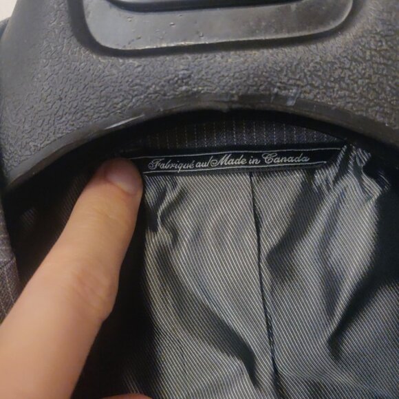 Simon Spurr 36S/30 modern slim skinny fit grey stripe 100% virgin wool bemberg - Picture 11 of 12